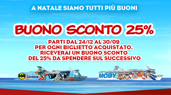 Offerta buono sconto 25% Moby e Tirrenia